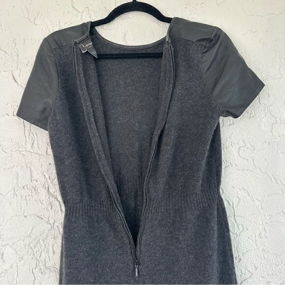 C BY BLOOMINGDALES Cashmere Dress Size Small Leather Sleeves - Picture 6 of 8